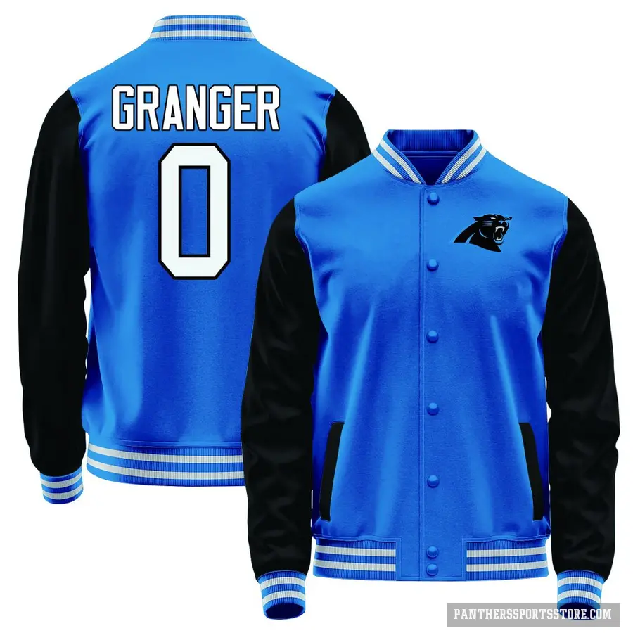Men's ＃0 Colin Granger Carolina Panthers Blue/Black Full-Snap Name & Number Jacket