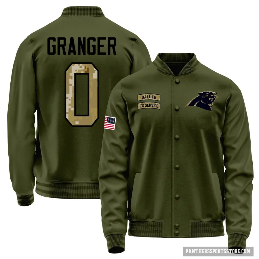 Men's ＃0 Colin Granger Carolina Panthers Olive Salute to Service Sideline Performance Jacket