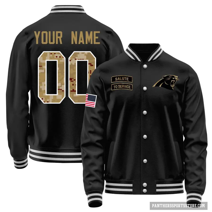 Men's ＃00 Custom Carolina Panthers Black Salute to Service Sideline Performance Jacket
