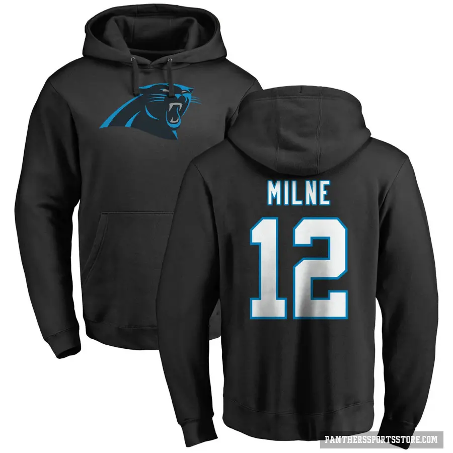Men's ＃12 Dax Milne Carolina Panthers Black Pro Line Logo Pullover Hoodie