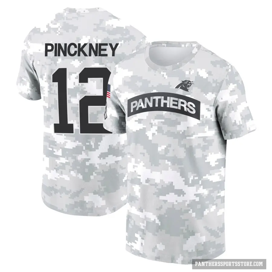 Men's ＃12 Sam Pinckney Carolina Panthers Camo Arctic 2024 Salute to Service Performance T-Shirt