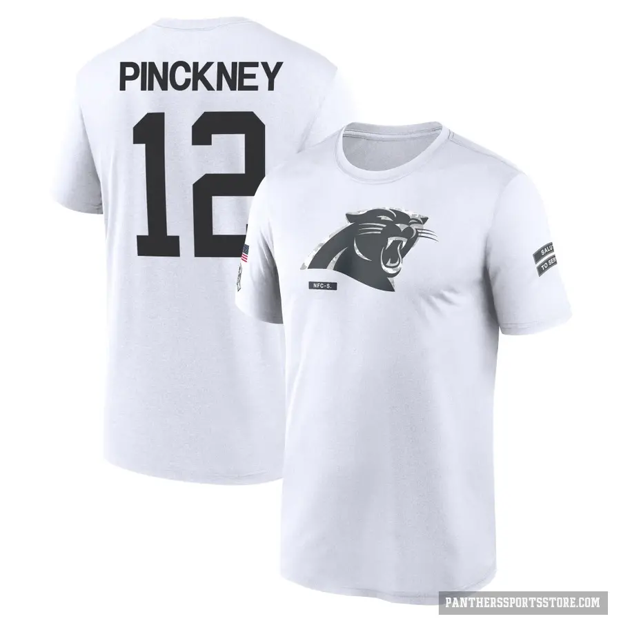 Men's ＃12 Sam Pinckney Carolina Panthers White 2024 Salute to Service Performance T-Shirt