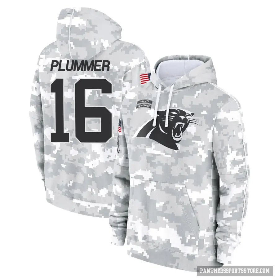 Men's ＃16 Jack Plummer Carolina Panthers Arctic Camo 2024 Salute to Service Club Fleece Pullover Hoodie