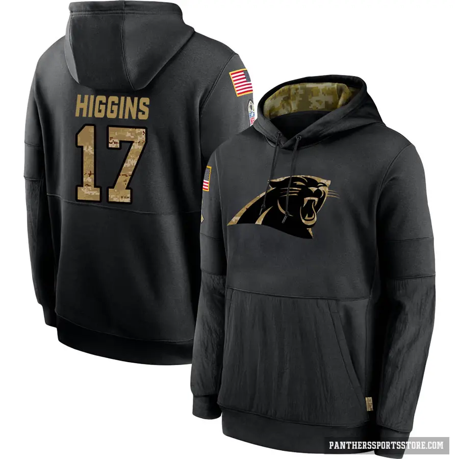Men's ＃17 Rashard Higgins Carolina Panthers Black 2020 Salute to Service Sideline Performance Pullover Hoodie
