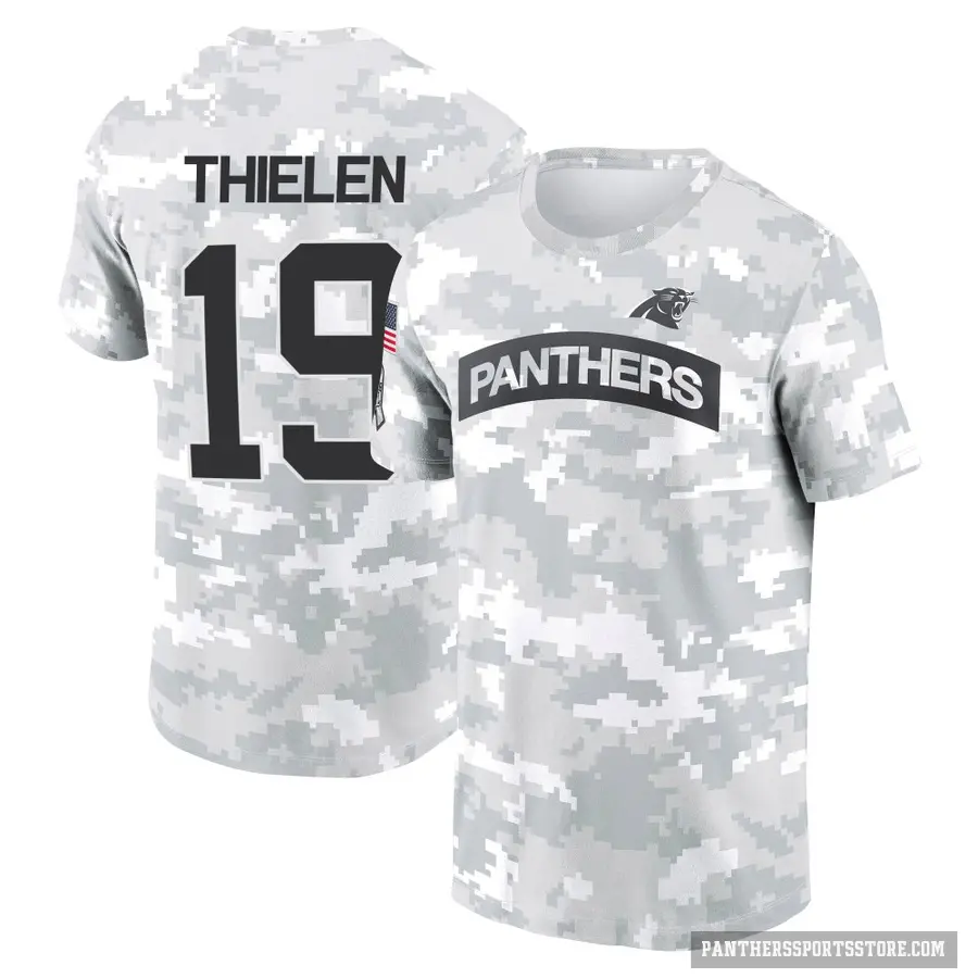 Men's ＃19 Adam Thielen Carolina Panthers Camo Arctic 2024 Salute to Service Performance T-Shirt
