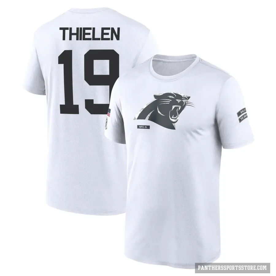 Men's ＃19 Adam Thielen Carolina Panthers White 2024 Salute to Service Performance T-Shirt