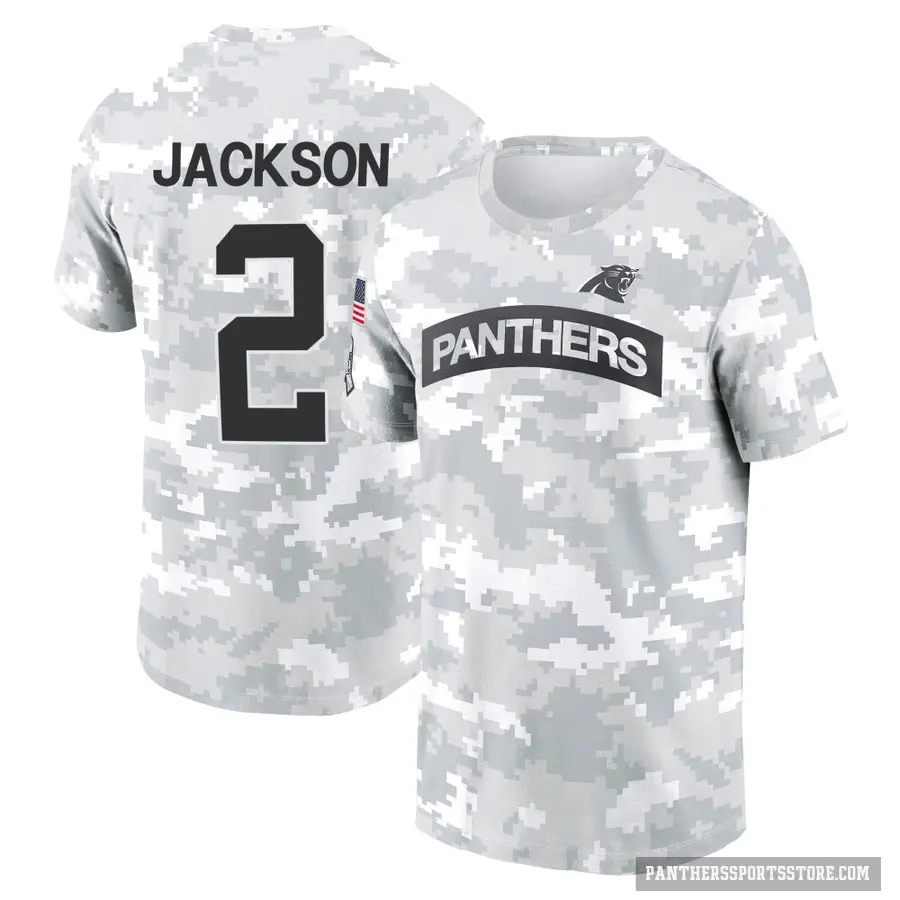 Men's ＃2 Michael Jackson Carolina Panthers Camo Arctic 2024 Salute to Service Performance T-Shirt