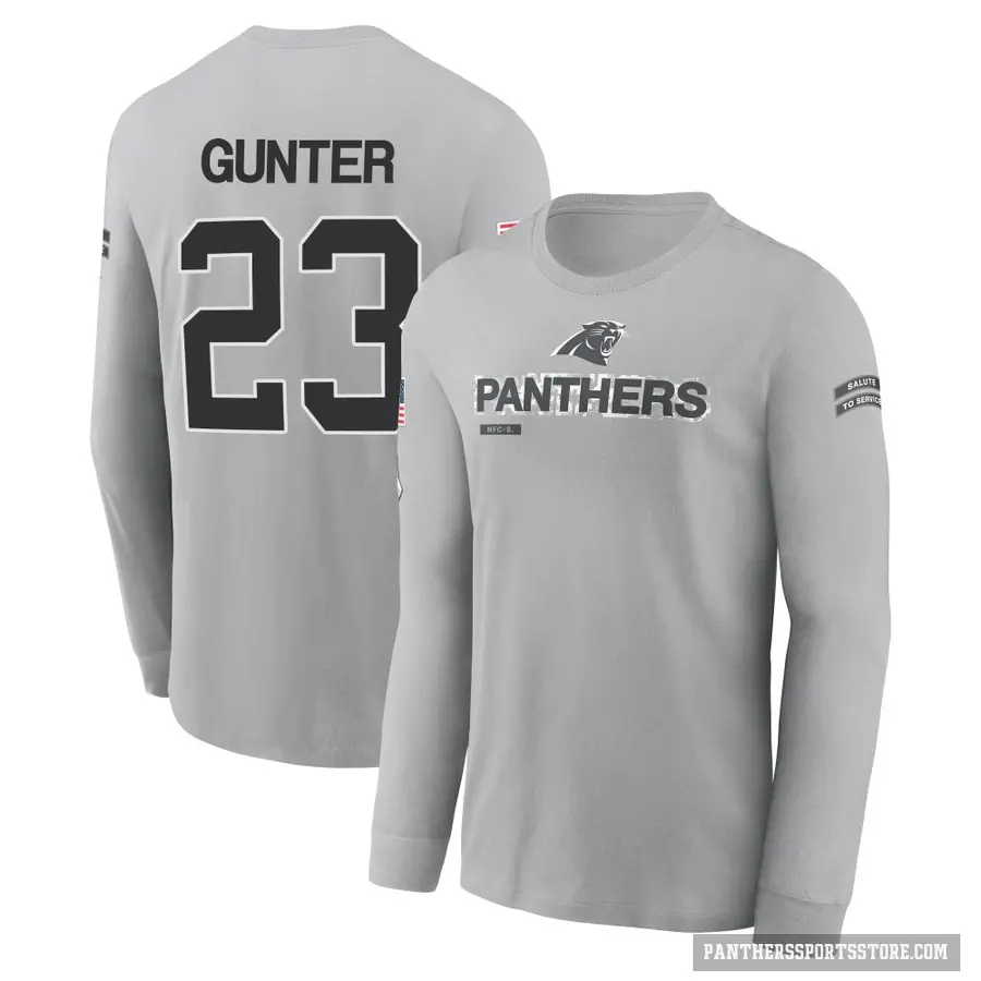Men's ＃23 Ladarius Gunter Carolina Panthers Gray 2024 Salute to Service Long Sleeve T-Shirt