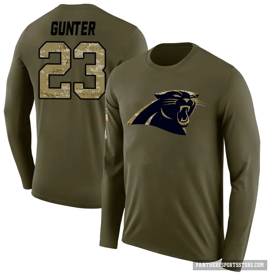 Men's ＃23 Ladarius Gunter Carolina Panthers Olive Salute to Service Sideline Long Sleeve T-Shirt
