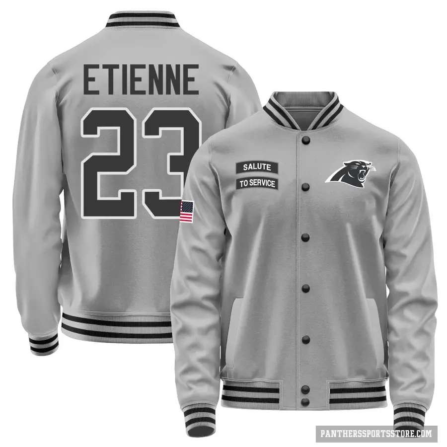 Men's ＃23 Trevor Etienne Carolina Panthers Gray Salute to Service Performance Jacket
