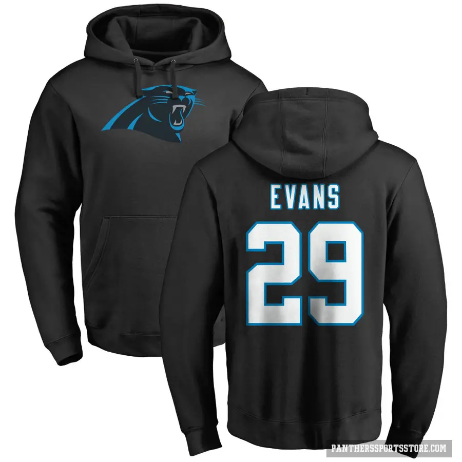 Men's ＃29 Akayleb Evans Carolina Panthers Black Pro Line Logo Pullover Hoodie