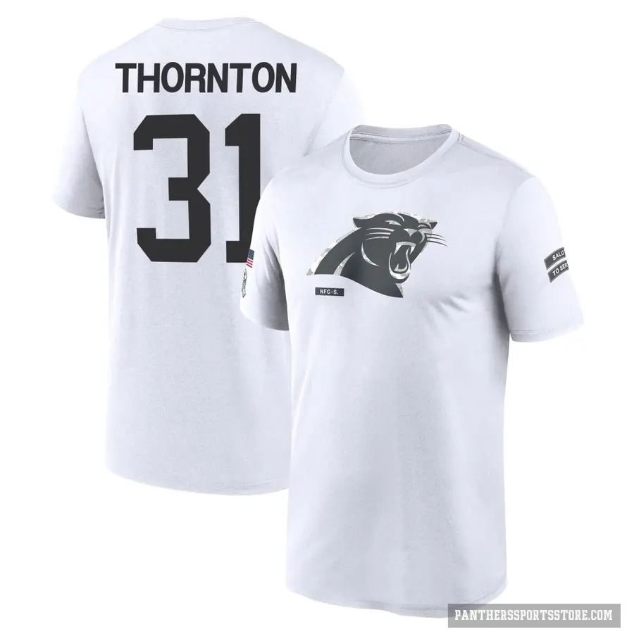 Men's ＃31 Corey Thornton Carolina Panthers White 2024 Salute to Service Performance T-Shirt