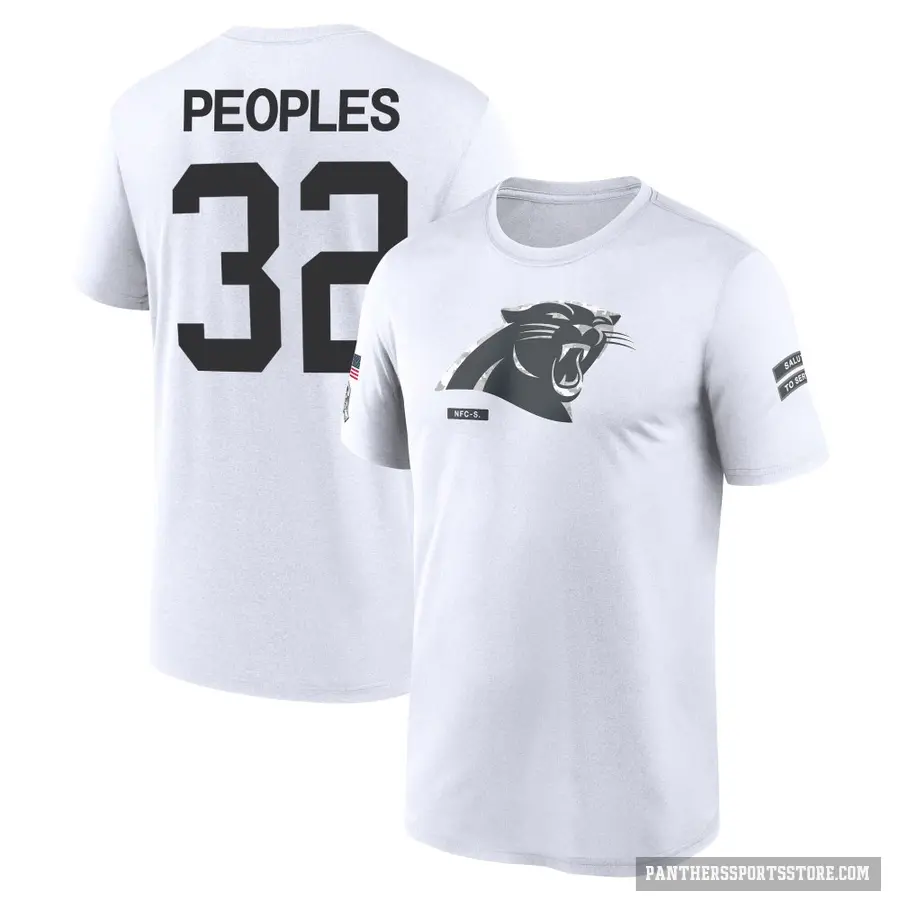 Men's ＃32 Camerun Peoples Carolina Panthers White 2024 Salute to Service Performance T-Shirt