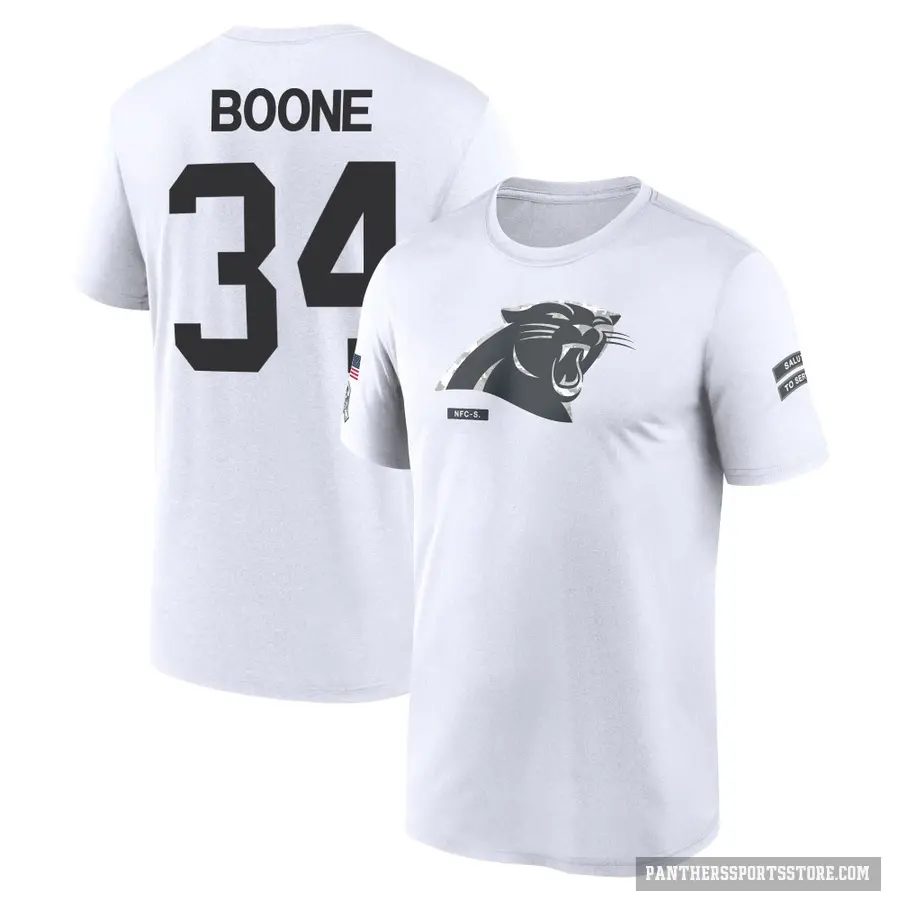 Men's ＃34 Mike Boone Carolina Panthers White 2024 Salute to Service Performance T-Shirt