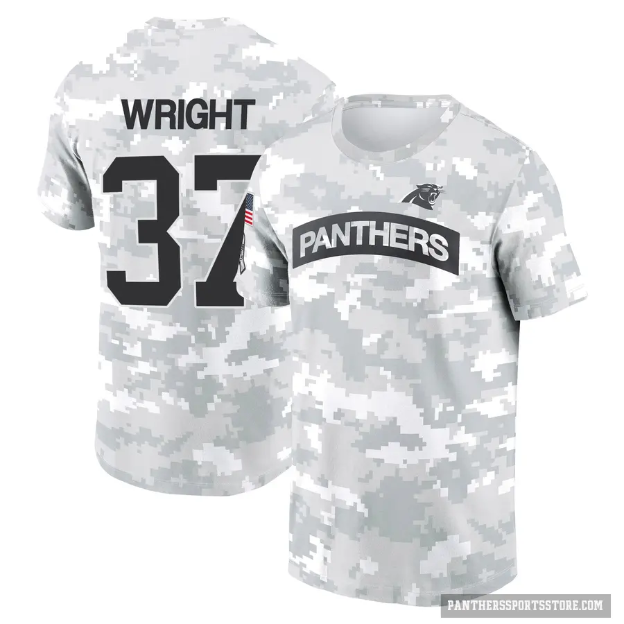 Men's ＃37 Matthew Wright Carolina Panthers Camo Arctic 2024 Salute to Service Performance T-Shirt
