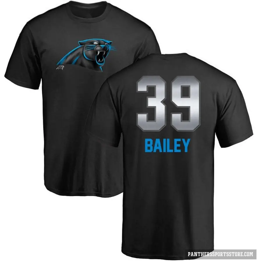 Men's ＃39 Emani Bailey Carolina Panthers Black Midnight Mascot T-Shirt