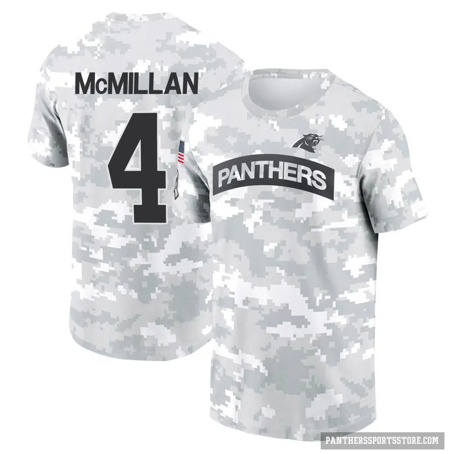 Men's ＃4 Tetairoa McMillan Carolina Panthers Camo Arctic 2024 Salute to Service Performance T-Shirt