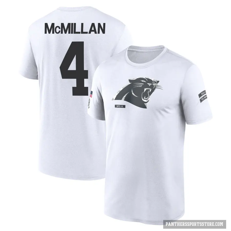 Men's ＃4 Tetairoa McMillan Carolina Panthers White 2024 Salute to Service Performance T-Shirt