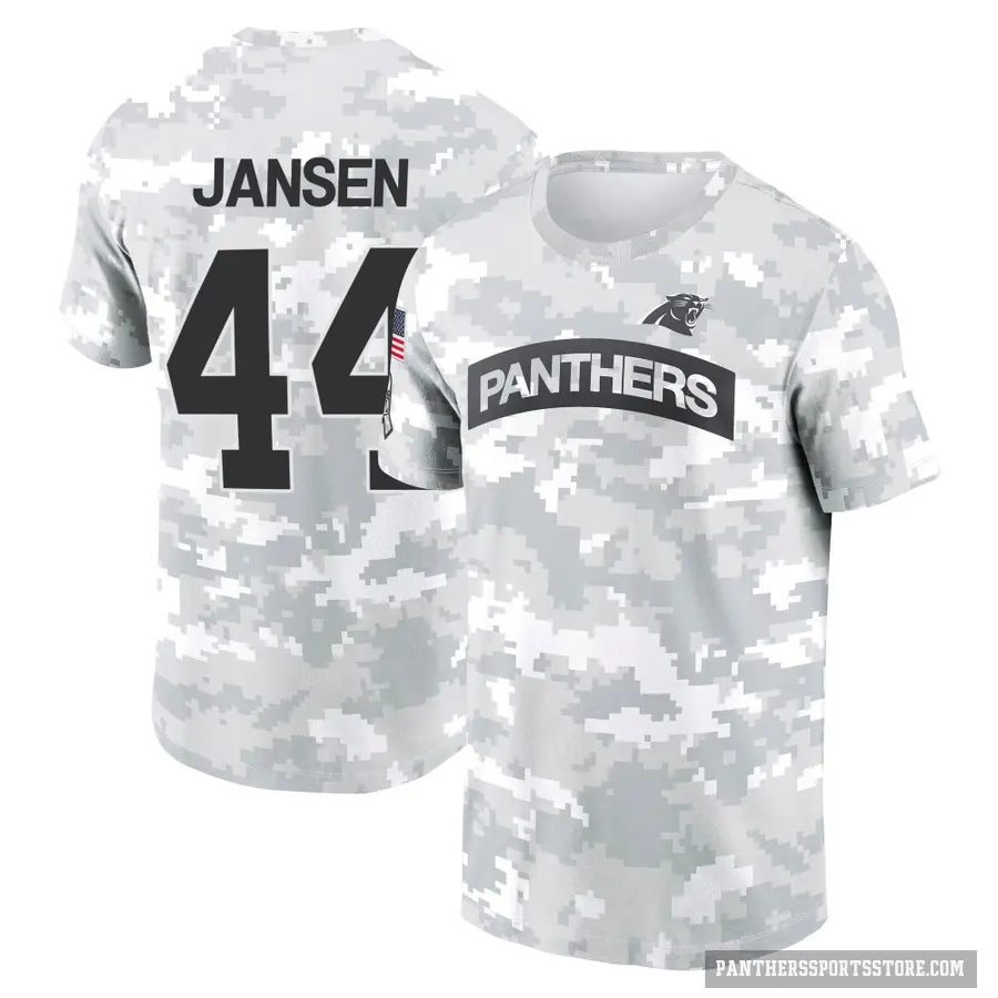 Men's ＃44 JJ Jansen Carolina Panthers Camo Arctic 2024 Salute to Service Performance T-Shirt