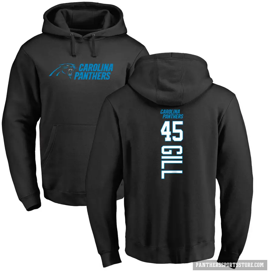 Men's ＃45 Cam Gill Carolina Panthers Black Pro Line Backer Pullover Hoodie