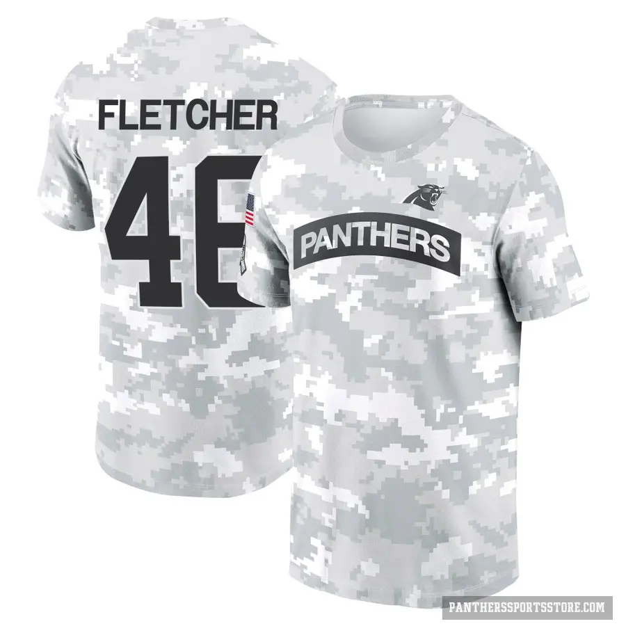 Men's ＃46 Thomas Fletcher Carolina Panthers Camo Arctic 2024 Salute to Service Performance T-Shirt