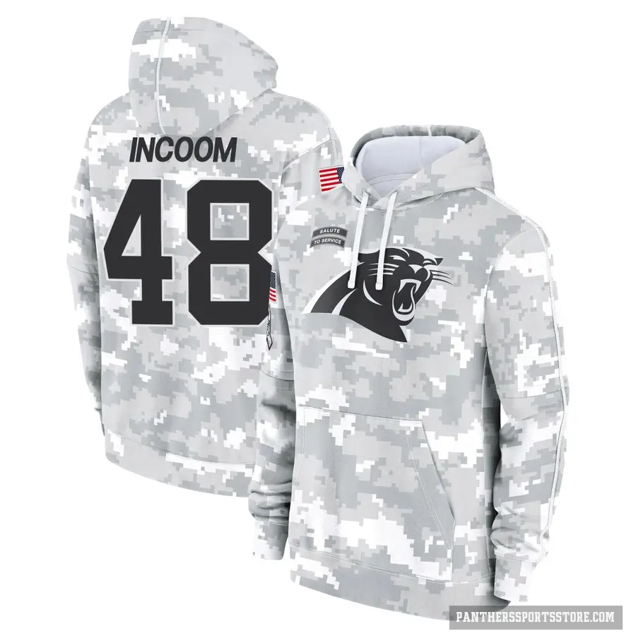 Men's ＃48 Thomas Incoom Carolina Panthers Arctic Camo 2024 Salute to Service Club Fleece Pullover Hoodie