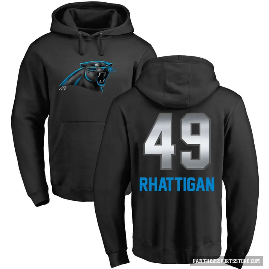 Men's ＃49 Jon Rhattigan Carolina Panthers Black Midnight Mascot Pullover Hoodie