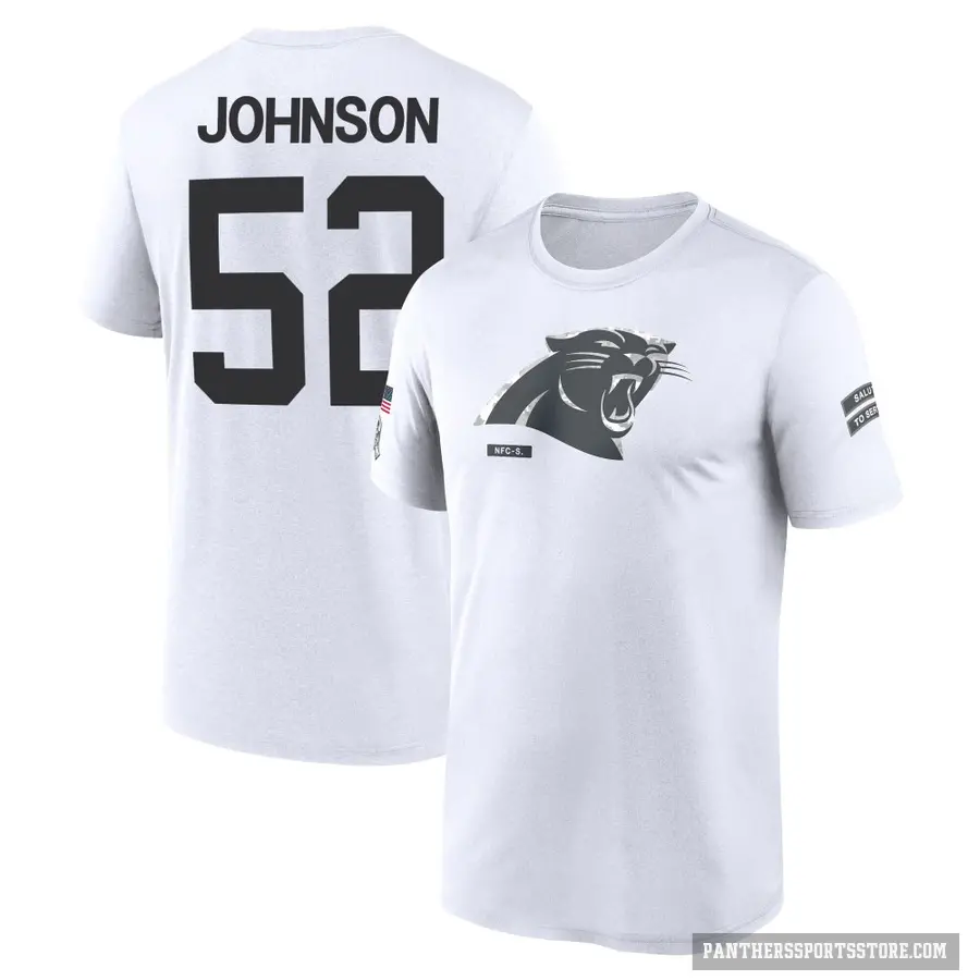 Men's ＃52 DJ Johnson Carolina Panthers White 2024 Salute to Service Performance T-Shirt