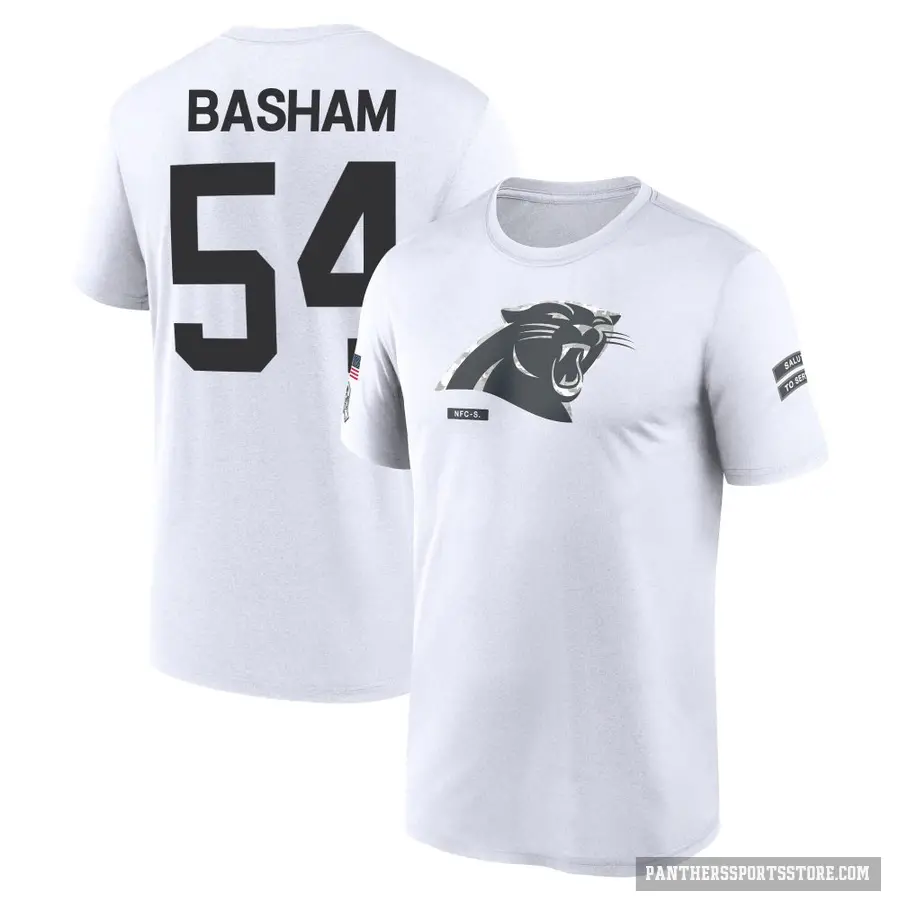 Men's ＃54 Boogie Basham Carolina Panthers White 2024 Salute to Service Performance T-Shirt