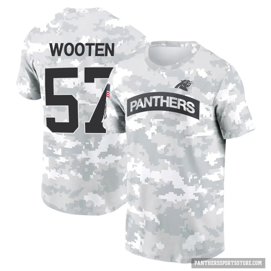 Men's ＃57 Chandler Wooten Carolina Panthers Camo Arctic 2024 Salute to Service Performance T-Shirt