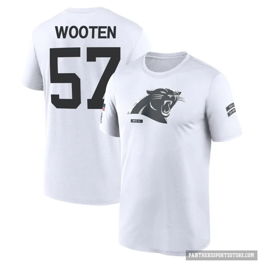 Men's ＃57 Chandler Wooten Carolina Panthers White 2024 Salute to Service Performance T-Shirt