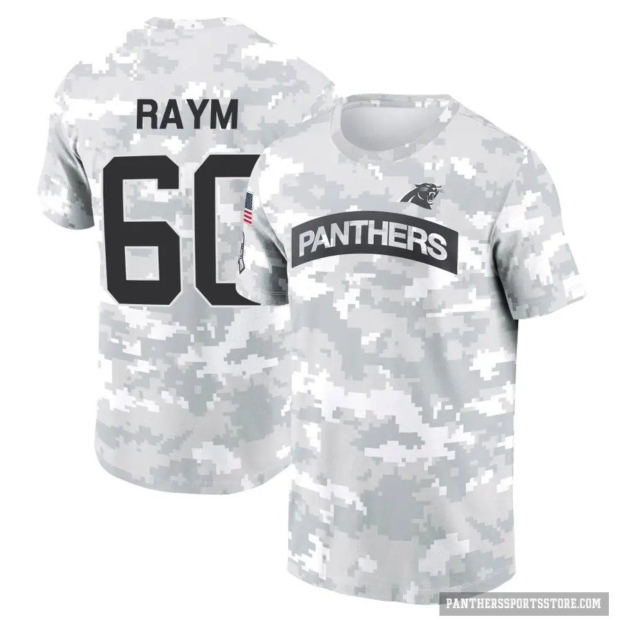 Men's ＃60 Andrew Raym Carolina Panthers Camo Arctic 2024 Salute to Service Performance T-Shirt