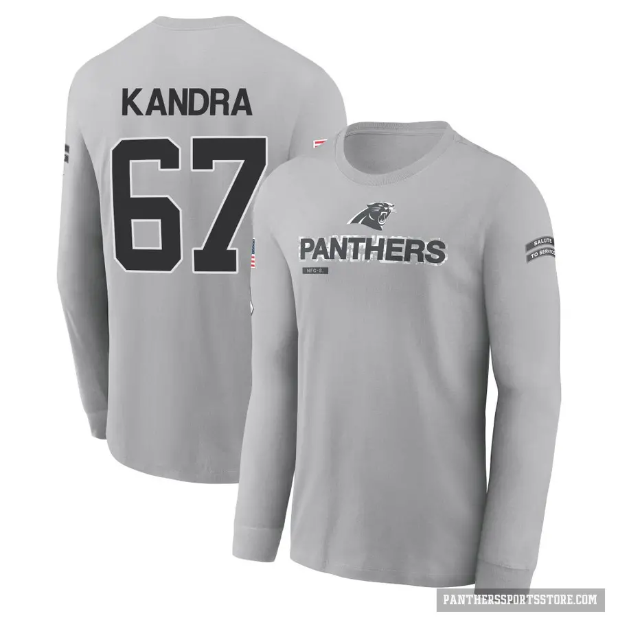 Men's ＃67 Luke Kandra Carolina Panthers Gray 2024 Salute to Service Long Sleeve T-Shirt