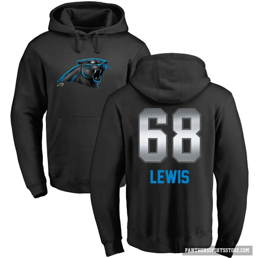 Men's ＃68 Damien Lewis Carolina Panthers Black Midnight Mascot Pullover Hoodie