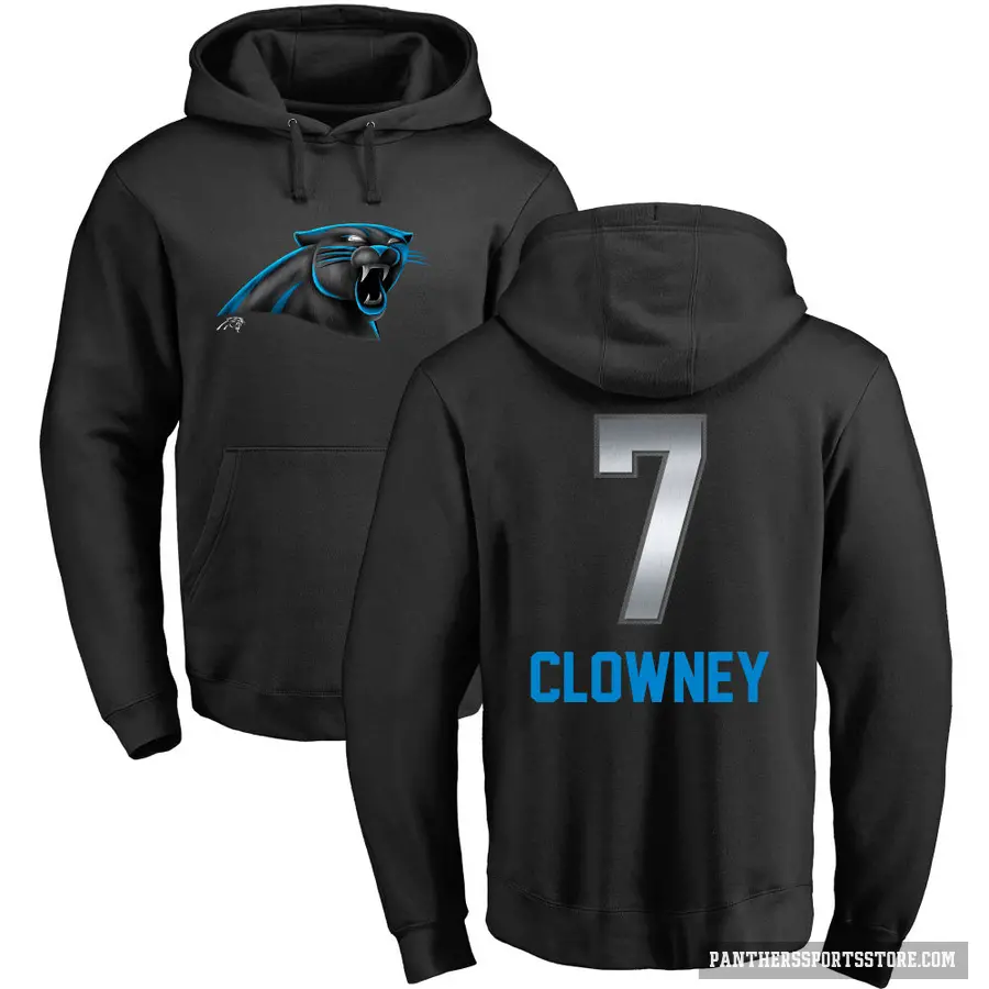 Men's ＃7 Jadeveon Clowney Carolina Panthers Black Midnight Mascot Pullover Hoodie