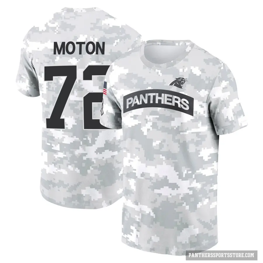 Men's ＃72 Taylor Moton Carolina Panthers Camo Arctic 2024 Salute to Service Performance T-Shirt
