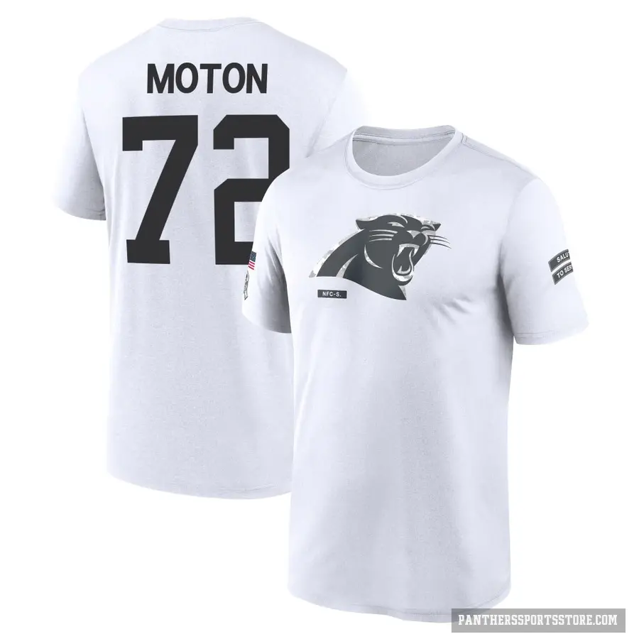 Men's ＃72 Taylor Moton Carolina Panthers White 2024 Salute to Service Performance T-Shirt