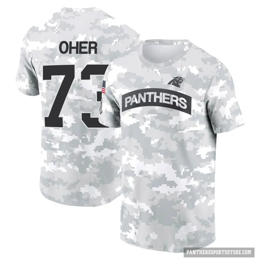 Men's ＃73 Michael Oher Carolina Panthers Camo Arctic 2024 Salute to Service Performance T-Shirt