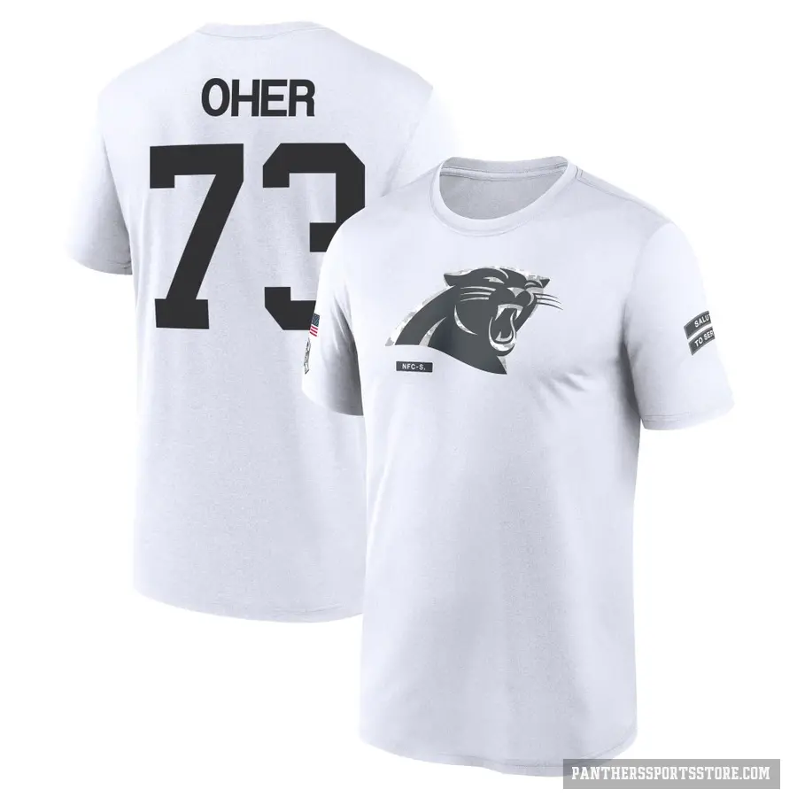 Men's ＃73 Michael Oher Carolina Panthers White 2024 Salute to Service Performance T-Shirt