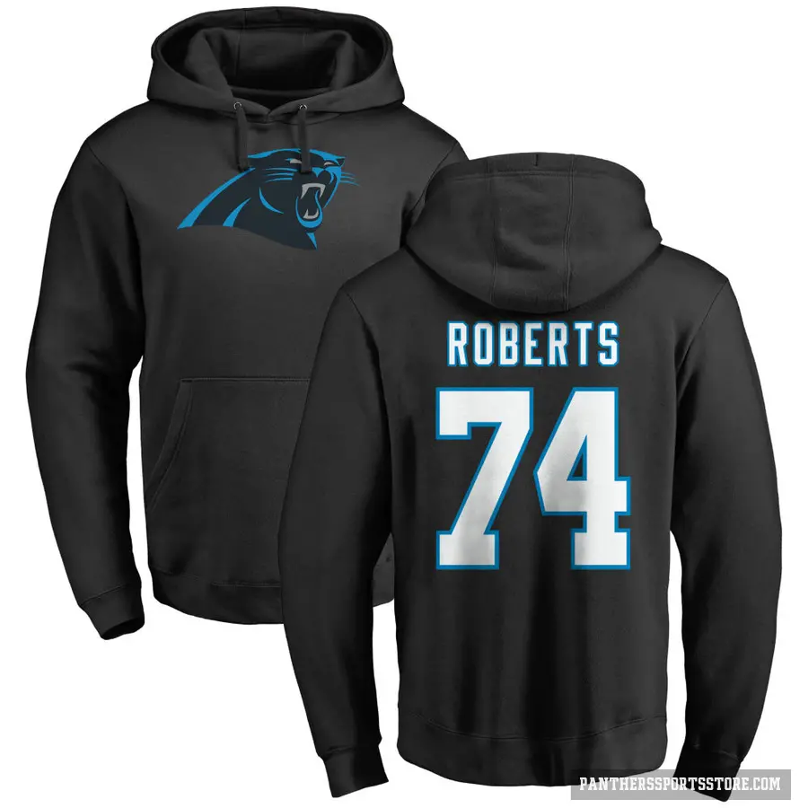 Men's ＃74 Sam Roberts Carolina Panthers Black Pro Line Logo Pullover Hoodie