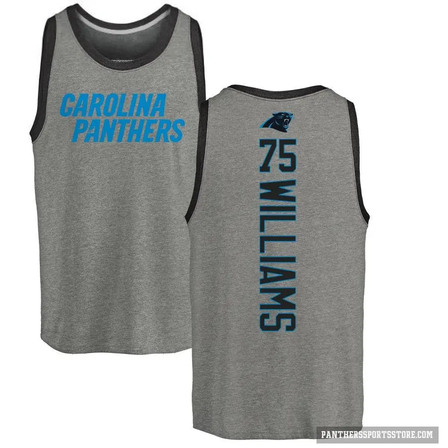 Men's ＃75 DeShawn Williams Carolina Panthers Ash Backer Tank Top