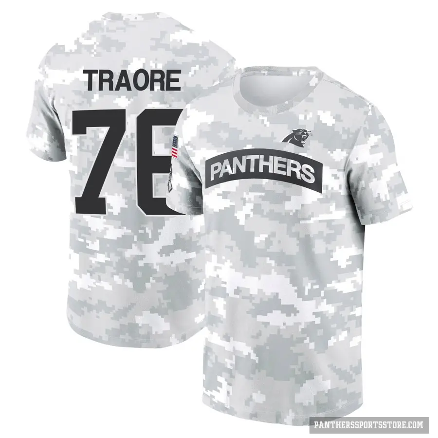 Men's ＃76 Badara Traore Carolina Panthers Camo Arctic 2024 Salute to Service Performance T-Shirt