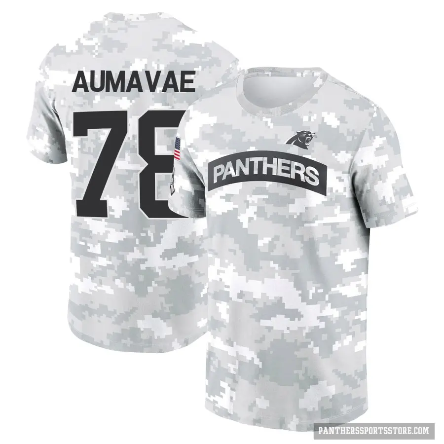 Men's ＃78 Popo Aumavae Carolina Panthers Camo Arctic 2024 Salute to Service Performance T-Shirt