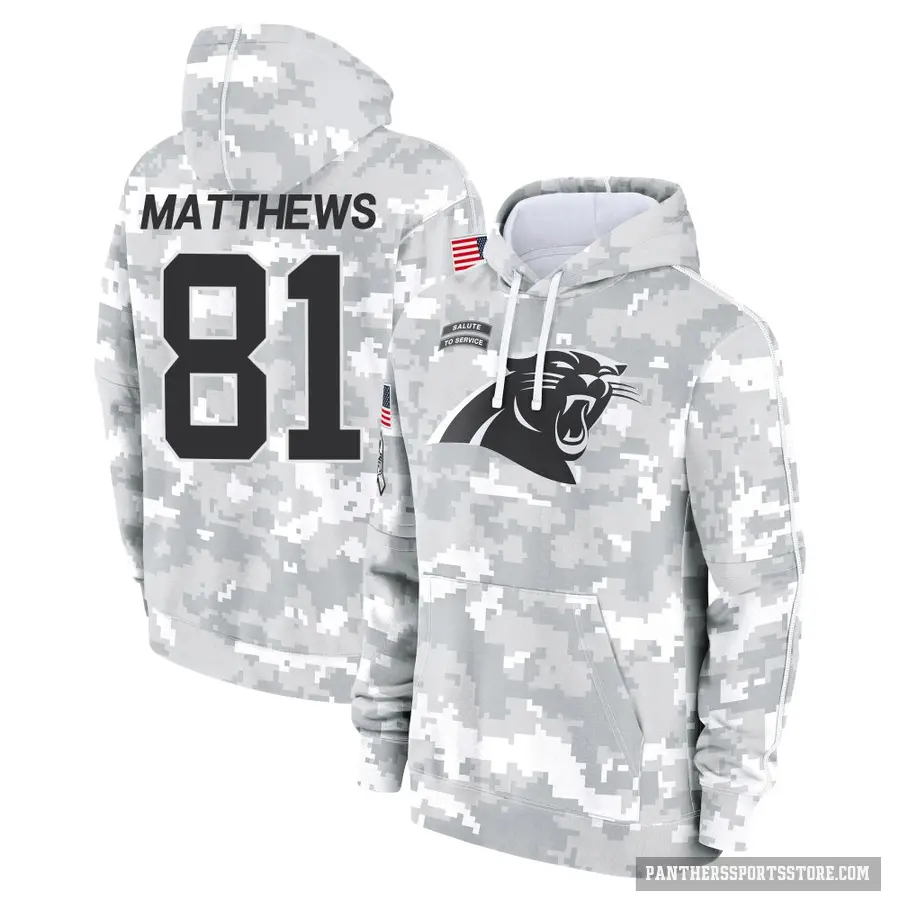 Men's ＃81 Jordan Matthews Carolina Panthers Arctic Camo 2024 Salute to Service Club Fleece Pullover Hoodie