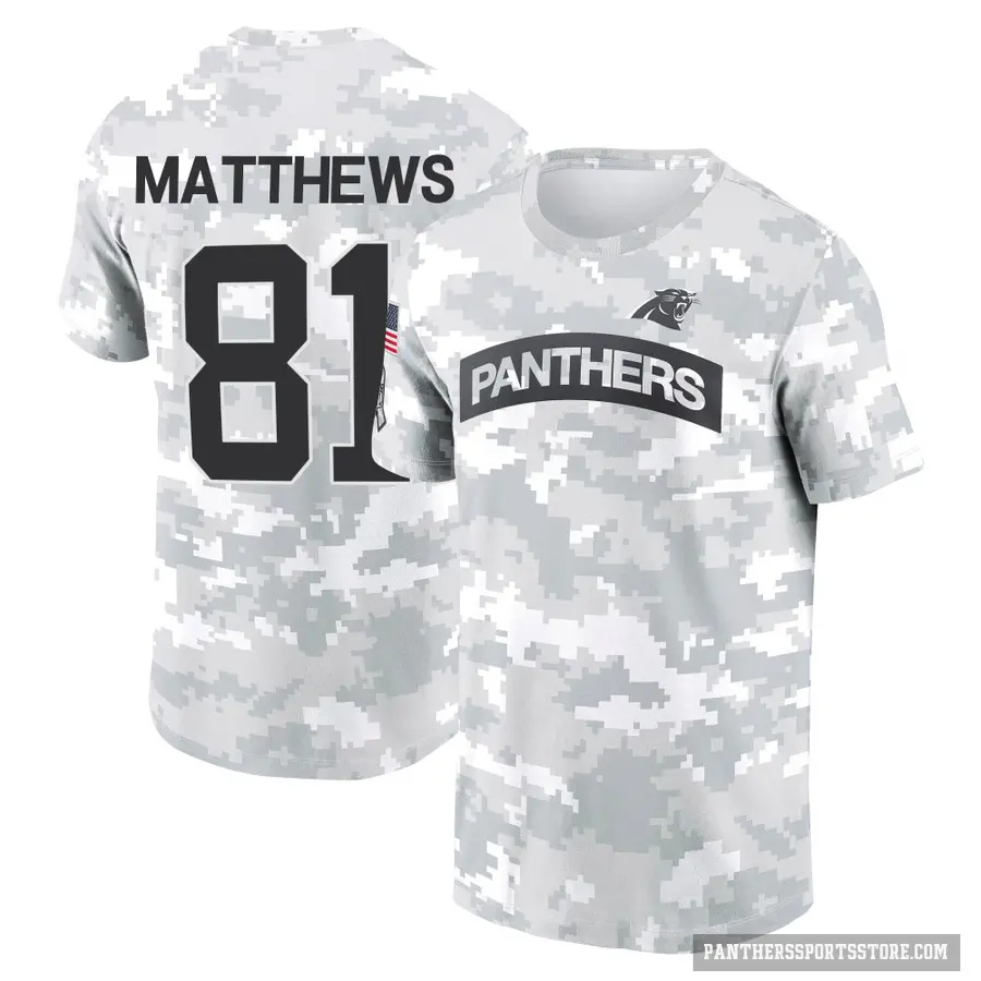 Men's ＃81 Jordan Matthews Carolina Panthers Camo Arctic 2024 Salute to Service Performance T-Shirt