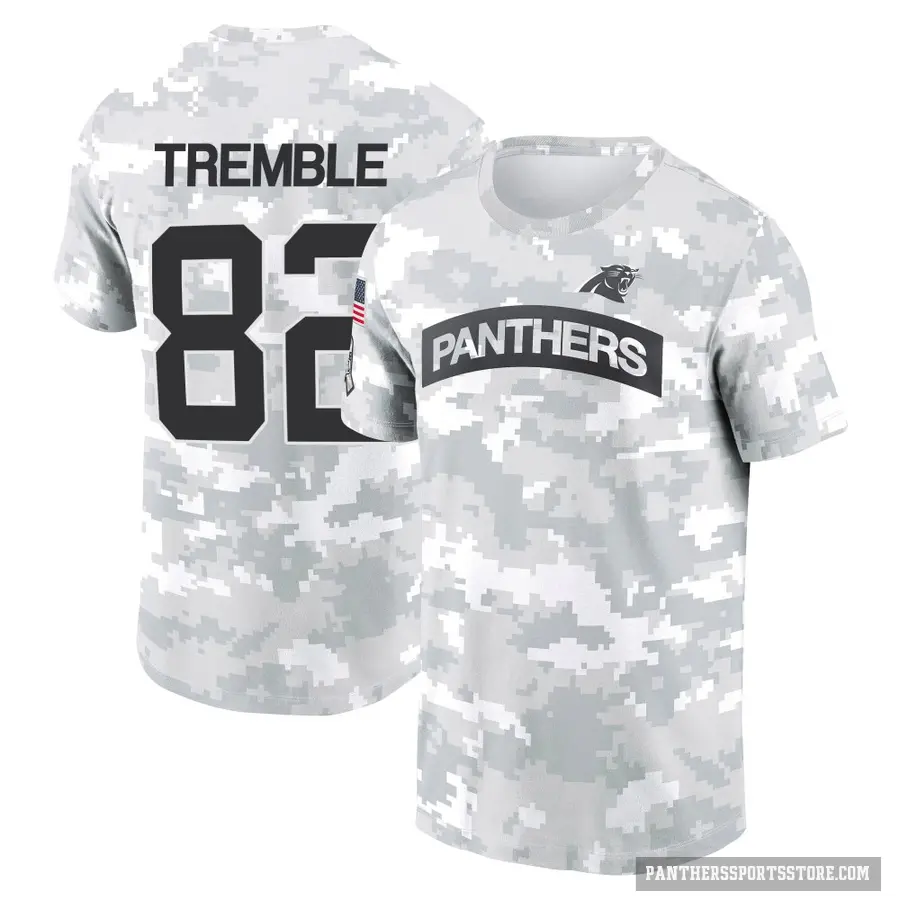 Men's ＃82 Tommy Tremble Carolina Panthers Camo Arctic 2024 Salute to Service Performance T-Shirt