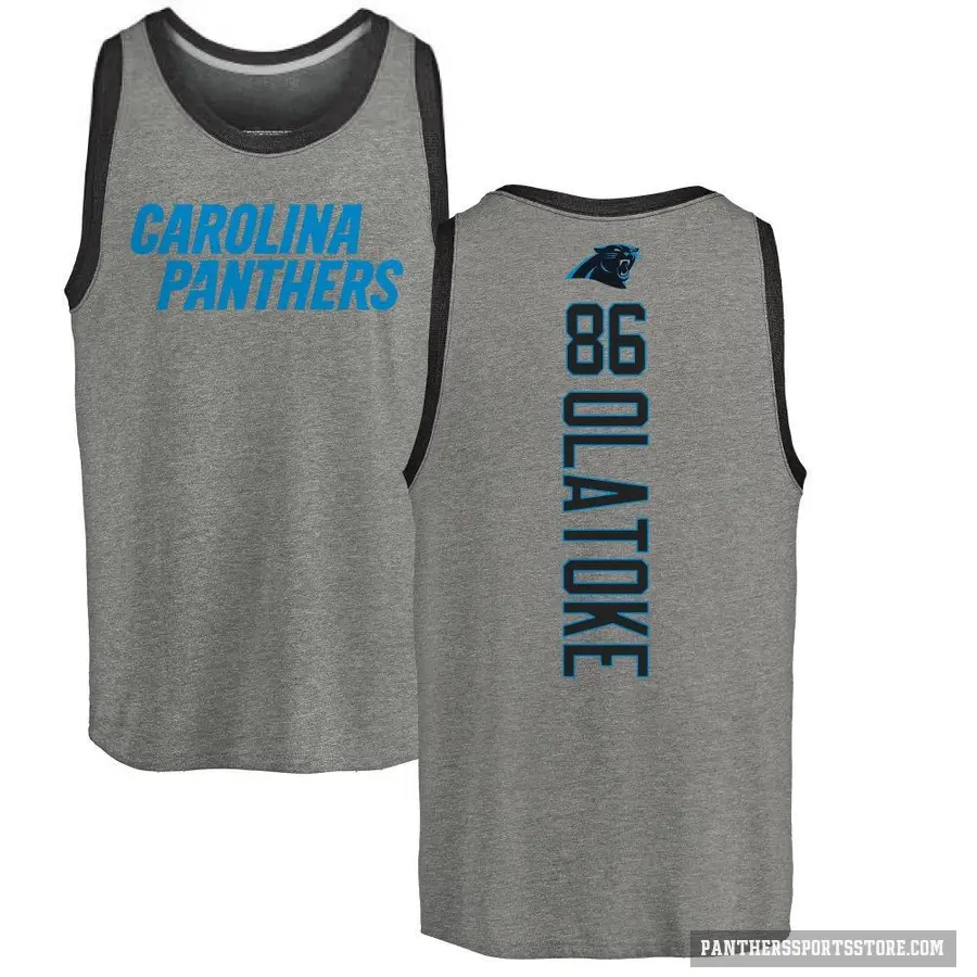 Men's ＃86 Praise Olatoke Carolina Panthers Ash Backer Tank Top