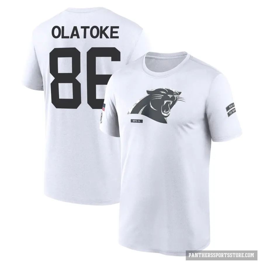 Men's ＃86 Praise Olatoke Carolina Panthers White 2024 Salute to Service Performance T-Shirt