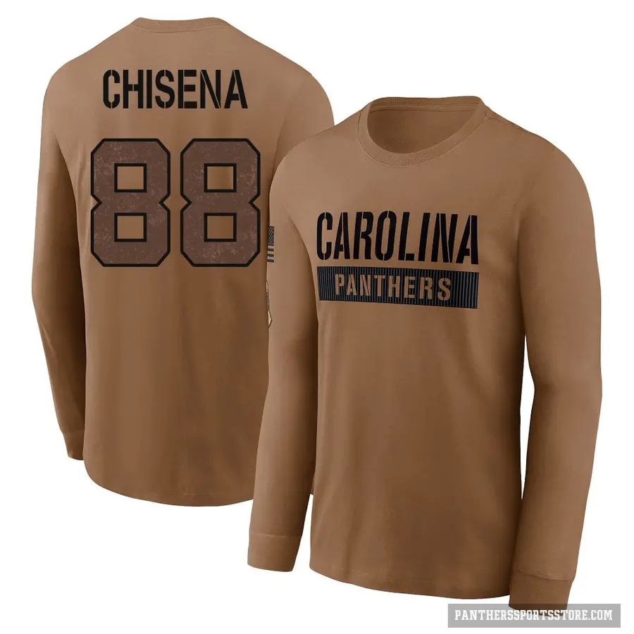 Men's ＃88 Dan Chisena Carolina Panthers Brown 2023 Salute To Service Long Sleeve T-Shirt