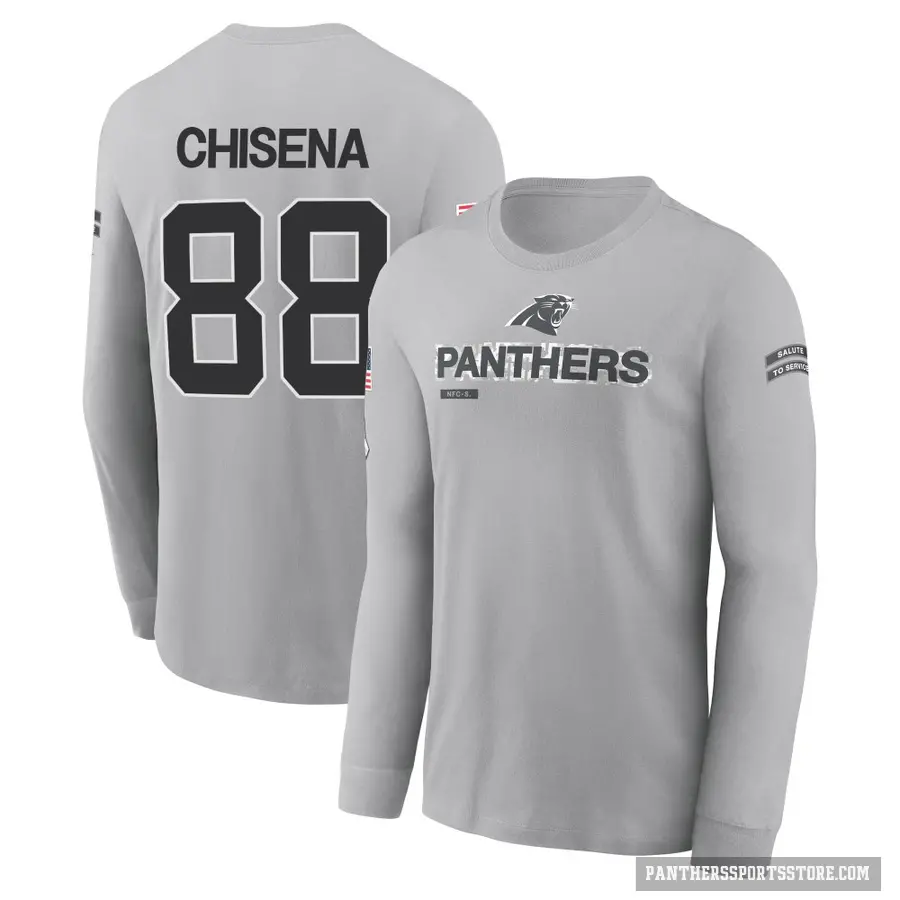 Men's ＃88 Dan Chisena Carolina Panthers Gray 2024 Salute to Service Long Sleeve T-Shirt